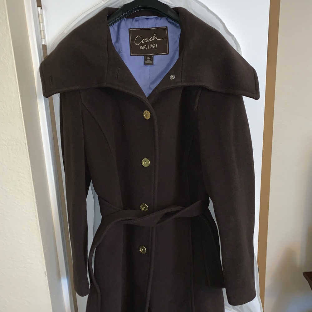 XL Chocolate Brown Coach Peacoat LIKE NEW!